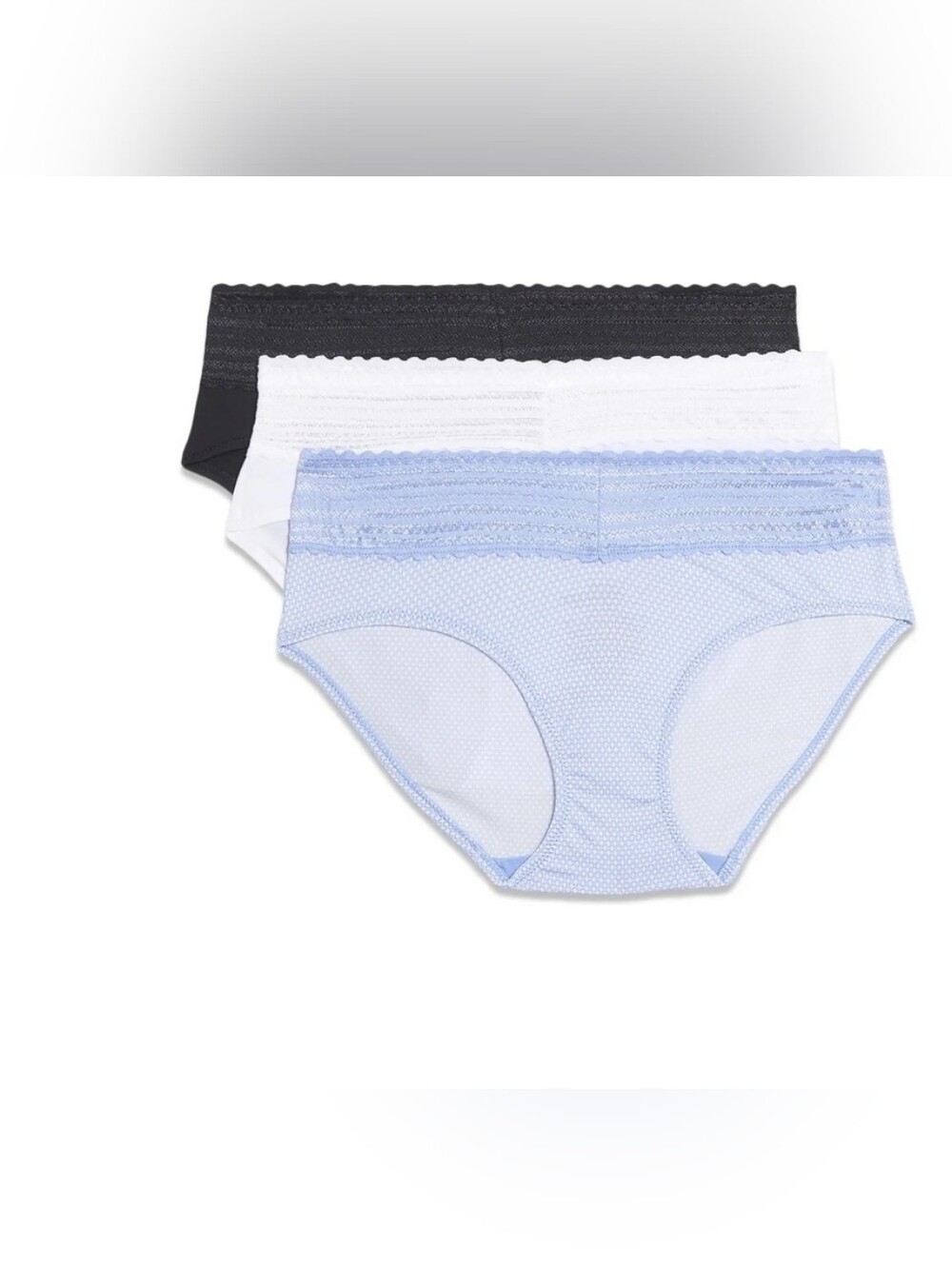 Warners Microfiber Lace Hipster Panties - Blue, Black, White - 3 Pack.  T15